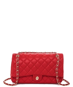 Quilted Turn Lock Crossbody Bag 6535 RED